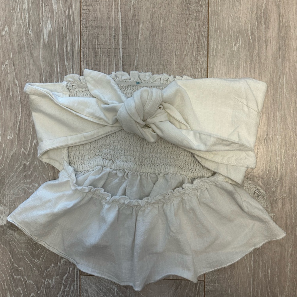LF White Ruffled Crop Top with Delicate Details